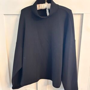Leze The Label Classic Black mock cowl neck Top sweater sweatshirt size M/L
